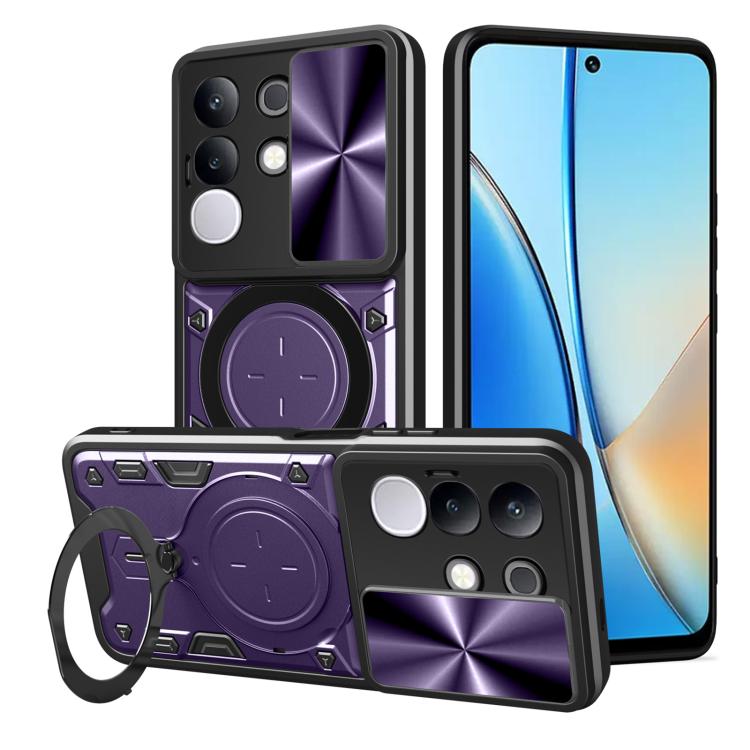 CD Texture Sliding Camshield Magnetic Holder Phone Case, For vivo Y39 5G, For vivo Y29s 5G, For vivo Y29 4G, For vivo V50 5G, For vivo iQOO 13, For vivo Y19s 4G, For vivo X200 5G, For vivo X200 Pro 5G