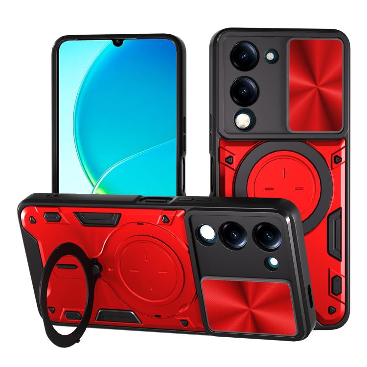 CD Texture Sliding Camshield Magnetic Holder Phone Case, For vivo Y39 5G, For vivo Y29s 5G, For vivo Y29 4G, For vivo V50 5G, For vivo iQOO 13, For vivo Y19s 4G, For vivo X200 5G, For vivo X200 Pro 5G