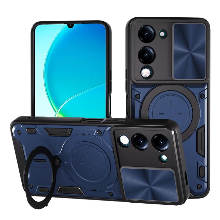 CD Texture Sliding Camshield Magnetic Holder Phone Case, For vivo Y39 5G, For vivo Y29s 5G, For vivo Y29 4G, For vivo V50 5G, For vivo iQOO 13, For vivo Y19s 4G, For vivo X200 5G, For vivo X200 Pro 5G