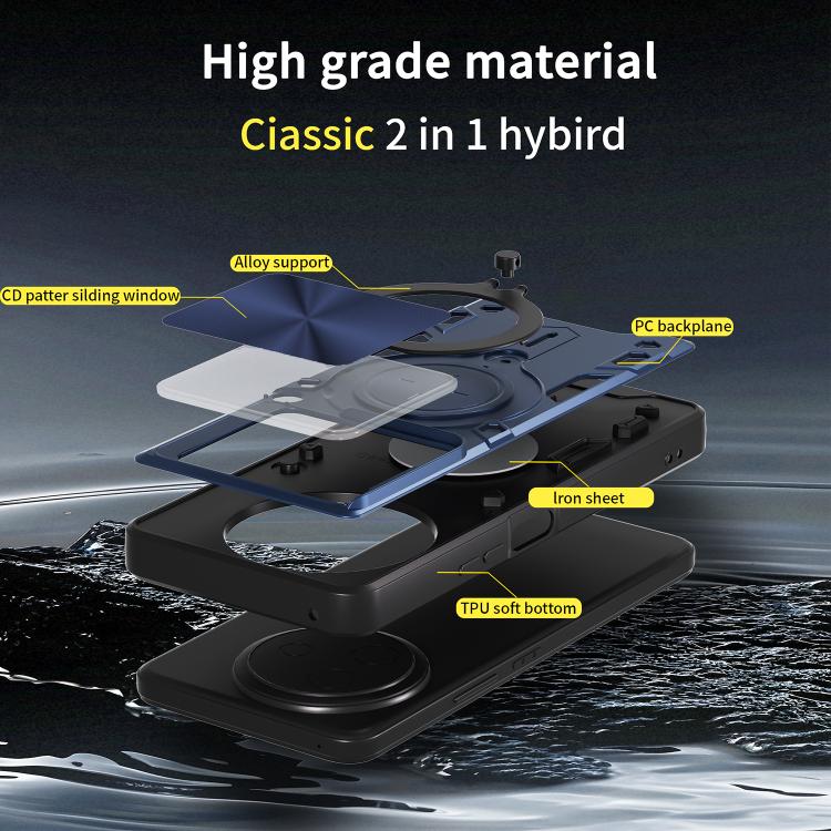 CD Texture Sliding Camshield Magnetic Holder Phone Case, For vivo Y39 5G, For vivo Y29s 5G, For vivo Y29 4G, For vivo V50 5G, For vivo iQOO 13, For vivo Y19s 4G, For vivo X200 5G, For vivo X200 Pro 5G