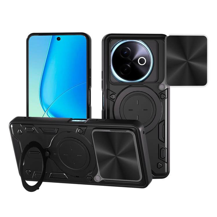 CD Texture Sliding Camshield Magnetic Holder Phone Case, For vivo Y39 5G, For vivo Y29s 5G, For vivo Y29 4G, For vivo V50 5G, For vivo iQOO 13, For vivo Y19s 4G, For vivo X200 5G, For vivo X200 Pro 5G