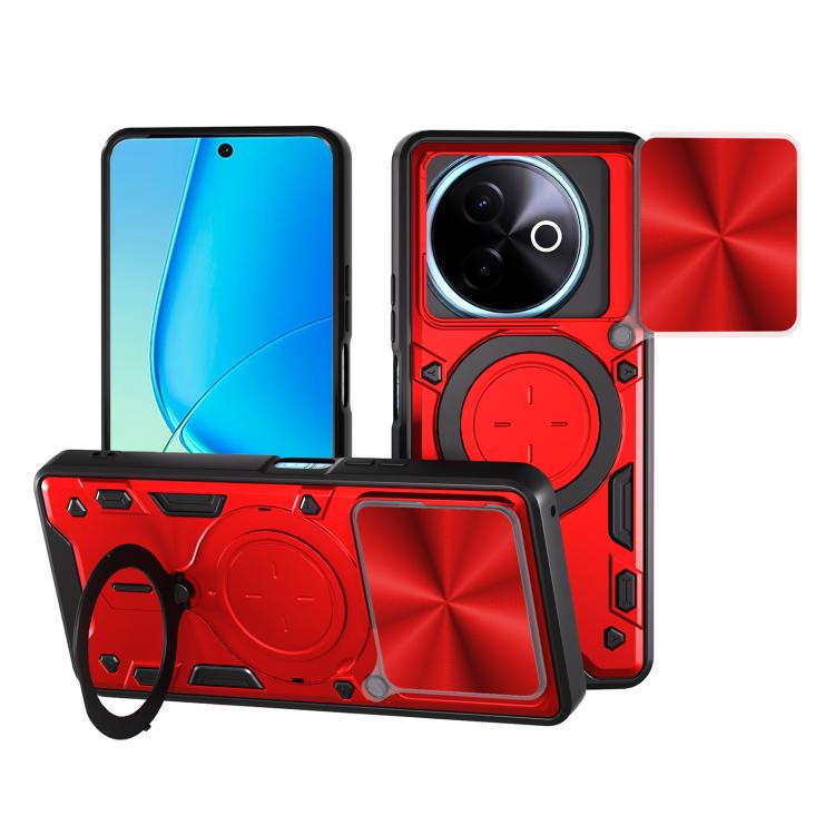 CD Texture Sliding Camshield Magnetic Holder Phone Case, For vivo Y39 5G, For vivo Y29s 5G, For vivo Y29 4G, For vivo V50 5G, For vivo iQOO 13, For vivo Y19s 4G, For vivo X200 5G, For vivo X200 Pro 5G
