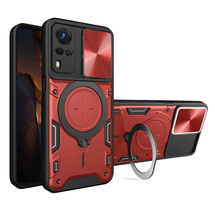 CD Texture Sliding Camshield Magnetic Holder Phone Case, For vivo V25 5G Global, For vivo Y16, For vivo V23e 4G / 5G Global, For vivo V23 5G / S12 5G, For vivo Y51 2020 / Y31, For vivo V21, For vivo Y35 4G