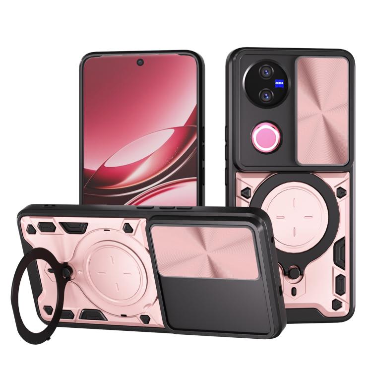 CD Texture Sliding Camshield Magnetic Holder Phone Case, For vivo Y39 5G, For vivo Y29s 5G, For vivo Y29 4G, For vivo V50 5G, For vivo iQOO 13, For vivo Y19s 4G, For vivo X200 5G, For vivo X200 Pro 5G