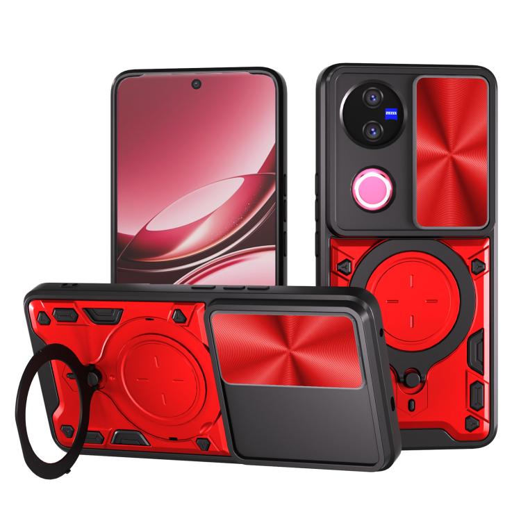 CD Texture Sliding Camshield Magnetic Holder Phone Case, For vivo Y39 5G, For vivo Y29s 5G, For vivo Y29 4G, For vivo V50 5G, For vivo iQOO 13, For vivo Y19s 4G, For vivo X200 5G, For vivo X200 Pro 5G