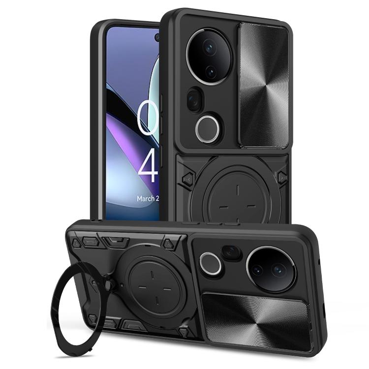 CD Texture Sliding Camshield Magnetic Holder Phone Case, For vivo Y500i 5G, For vivo V60 Lite 4G / 5G, For vivo Y400 5G Global, For vivo V60 5G, For vivo S20 Pro / T4 Ultra 5G, For vivo Y400 Pro 5G India, For vivo iQOO Z10 Turbo / Y300 GT              ...