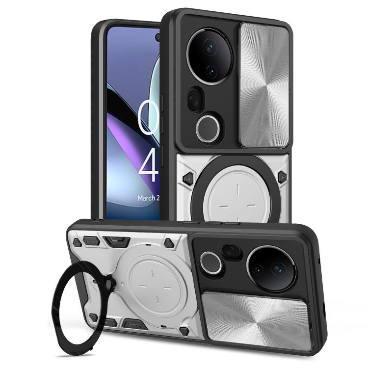 CD Texture Sliding Camshield Magnetic Holder Phone Case, For vivo Y500i 5G, For vivo V60 Lite 4G / 5G, For vivo Y400 5G Global, For vivo V60 5G, For vivo S20 Pro / T4 Ultra 5G, For vivo Y400 Pro 5G India, For vivo iQOO Z10 Turbo / Y300 GT              ...