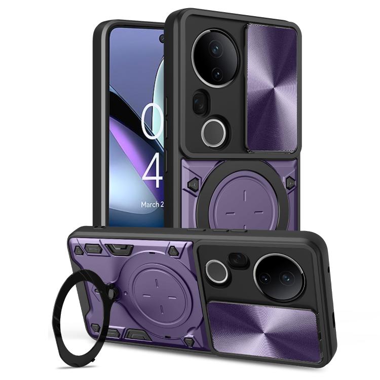 CD Texture Sliding Camshield Magnetic Holder Phone Case, For vivo Y500i 5G, For vivo V60 Lite 4G / 5G, For vivo Y400 5G Global, For vivo V60 5G, For vivo S20 Pro / T4 Ultra 5G, For vivo Y400 Pro 5G India, For vivo iQOO Z10 Turbo / Y300 GT              ...