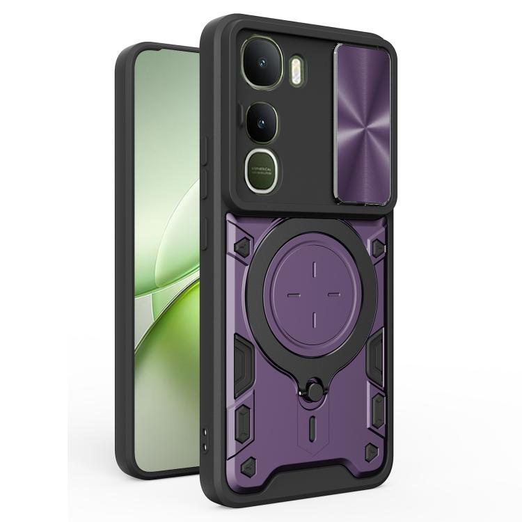 CD Texture Sliding Camshield Magnetic Holder Phone Case, For vivo Y500i 5G, For vivo V60 Lite 4G / 5G, For vivo Y400 5G Global, For vivo V60 5G, For vivo S20 Pro / T4 Ultra 5G, For vivo Y400 Pro 5G India, For vivo iQOO Z10 Turbo / Y300 GT              ...