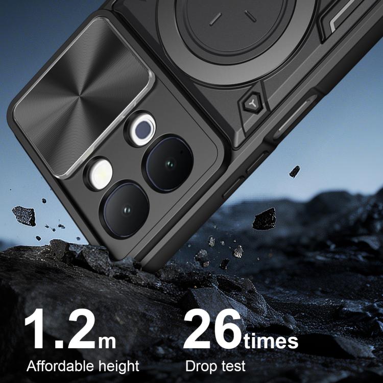 CD Texture Sliding Camshield Magnetic Holder Phone Case, For vivo Y500i 5G, For vivo V60 Lite 4G / 5G, For vivo Y400 5G Global, For vivo V60 5G, For vivo S20 Pro / T4 Ultra 5G, For vivo Y400 Pro 5G India, For vivo iQOO Z10 Turbo / Y300 GT              ...