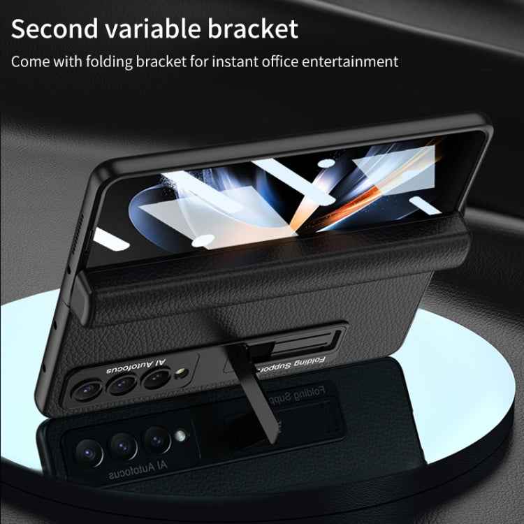 GKK Integrated Fold Hinge Leather Phone Case with Holder, For Samsung Galaxy Z Fold4