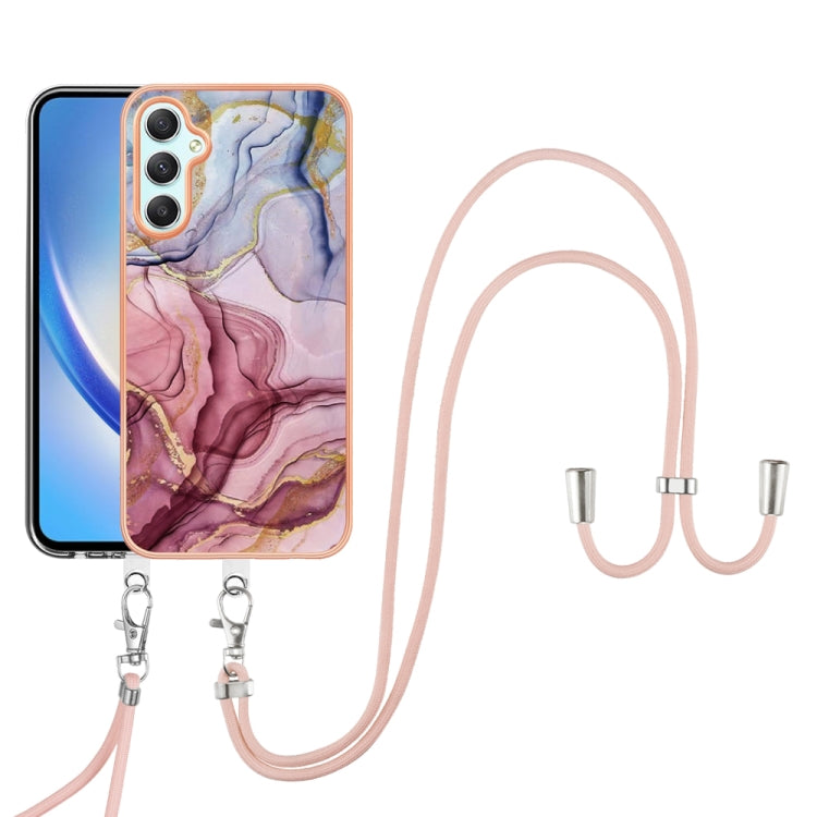 Electroplating Marble Dual-side IMD Phone Case with Lanyard, For Samsung Galaxy A25 5G, For Samsung Galaxy S23 FE 5G, For Samsung Galaxy A24, For Samsung Galaxy A04E