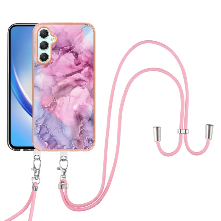 Electroplating Marble Dual-side IMD Phone Case with Lanyard, For Samsung Galaxy A25 5G, For Samsung Galaxy S23 FE 5G, For Samsung Galaxy A24, For Samsung Galaxy A04E