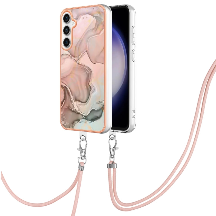 Electroplating Marble Dual-side IMD Phone Case with Lanyard, For Samsung Galaxy A25 5G, For Samsung Galaxy S23 FE 5G, For Samsung Galaxy A24, For Samsung Galaxy A04E