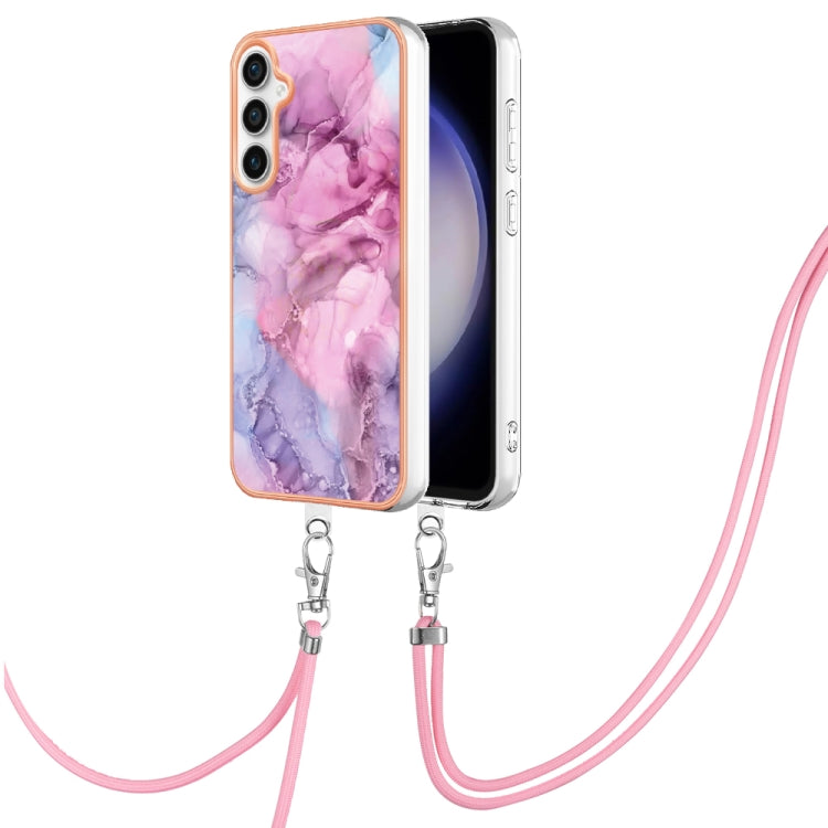 Electroplating Marble Dual-side IMD Phone Case with Lanyard, For Samsung Galaxy A25 5G, For Samsung Galaxy S23 FE 5G, For Samsung Galaxy A24, For Samsung Galaxy A04E