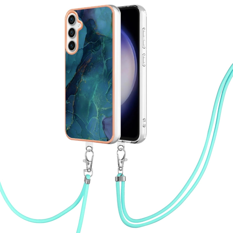 Electroplating Marble Dual-side IMD Phone Case with Lanyard, For Samsung Galaxy A25 5G, For Samsung Galaxy S23 FE 5G, For Samsung Galaxy A24, For Samsung Galaxy A04E