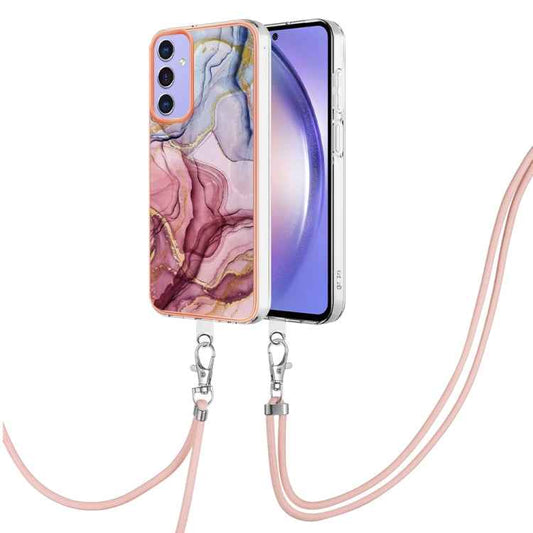 Electroplating Marble Dual-side IMD Phone Case with Lanyard, For Samsung Galaxy A15 5G, For Samsung Galaxy A55, For Samsung Galaxy A35, For Samsung Galaxy S24 Ultra 5G, For Samsung Galaxy S24+ 5G, For Samsung Galaxy S24 5G, For Samsung Galaxy A05      ...