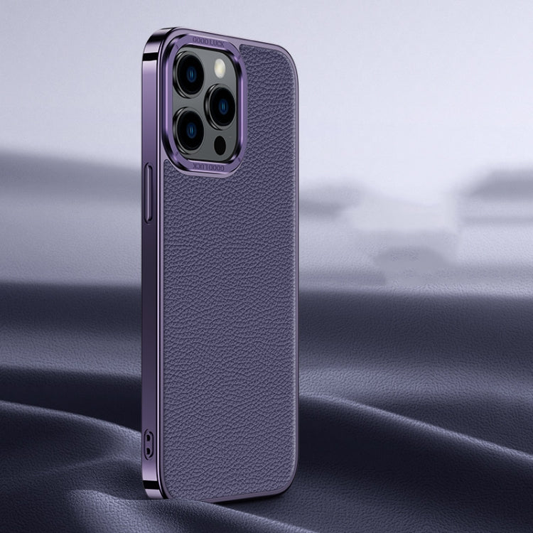 Litchi Texture Genuine Leather Phone Case