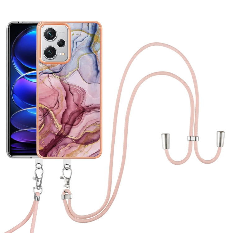 Electroplating Marble Dual-side IMD Phone Case with Lanyard, For Xiaomi Redmi Note 13 Pro+ 5G, For Xiaomi Redmi Note 13 Pro 5G Global, For Xiaomi 13T/13T Pro, For Xiaomi Poco F5 5G, For Xiaomi Poco F5 Pro 5G / Redmi K60, For Xiaomi Redmi Note 12S 4G   ...