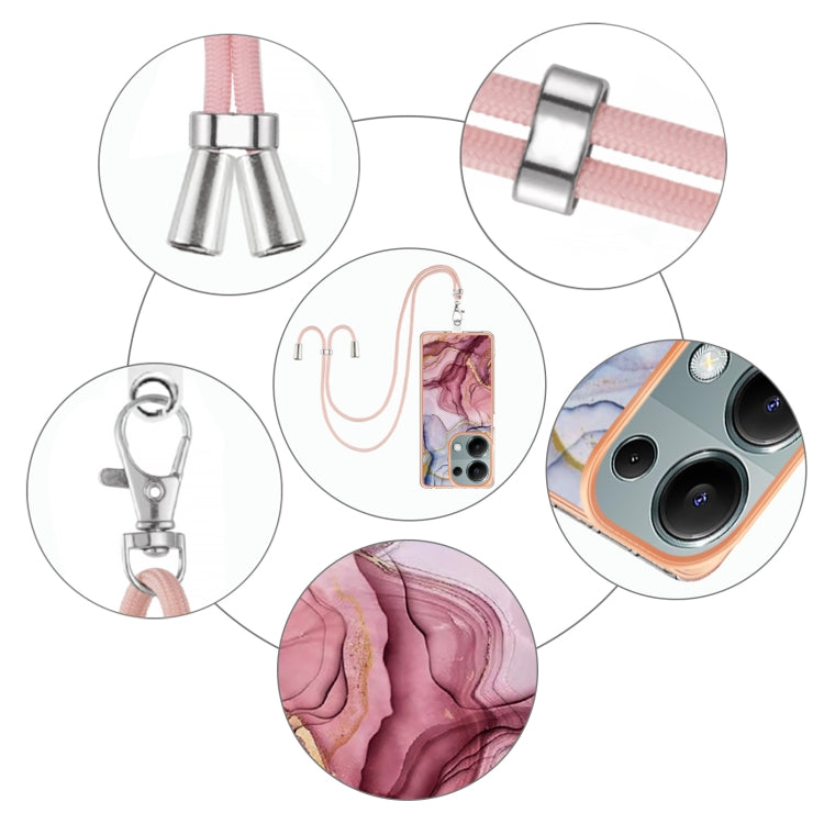 Electroplating Marble Dual-side IMD Phone Case with Lanyard, For Xiaomi Redmi Note 13 Pro 4G Global, For Xiaomi Poco M6 Pro 4G, For Xiaomi Redmi A3, For Xiaomi Redmi Note 13 4G Global, For Xiaomi Poco X6 Pro, For Xiaomi Redmi K70E                      ...
