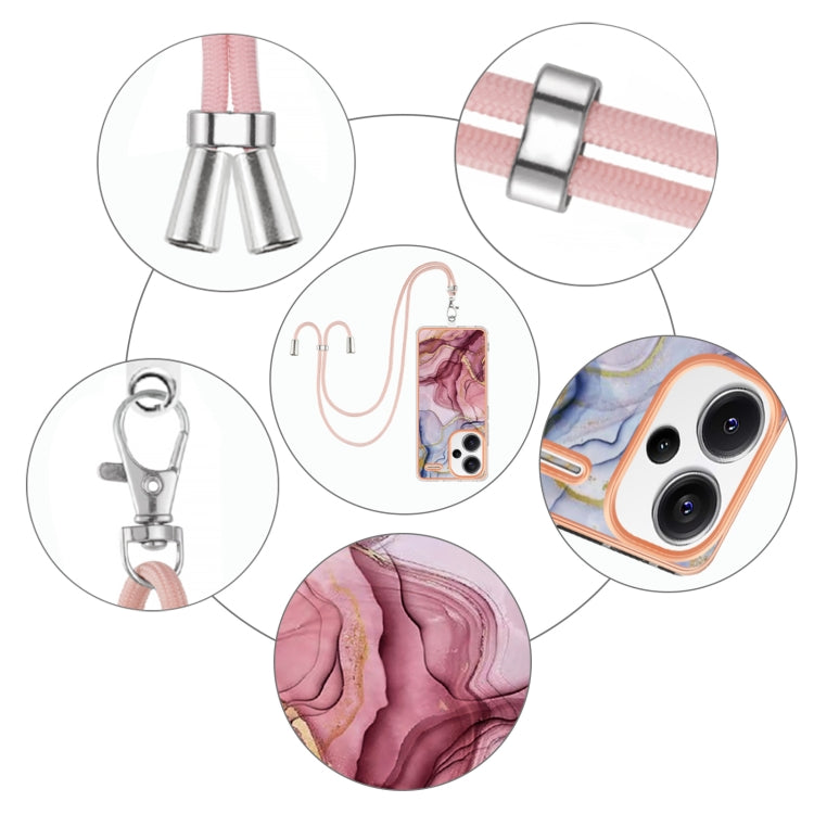 Electroplating Marble Dual-side IMD Phone Case with Lanyard, For Xiaomi Redmi Note 13 Pro+ 5G, For Xiaomi Redmi Note 13 Pro 5G Global, For Xiaomi 13T/13T Pro, For Xiaomi Poco F5 5G, For Xiaomi Poco F5 Pro 5G / Redmi K60, For Xiaomi Redmi Note 12S 4G   ...