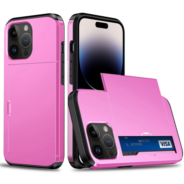 Shockproof Armor Phone Case with Slide Card Slot, For iPhone 15 Pro Max, For iPhone 15 Pro, For iPhone 15 Plus, For iPhone 15