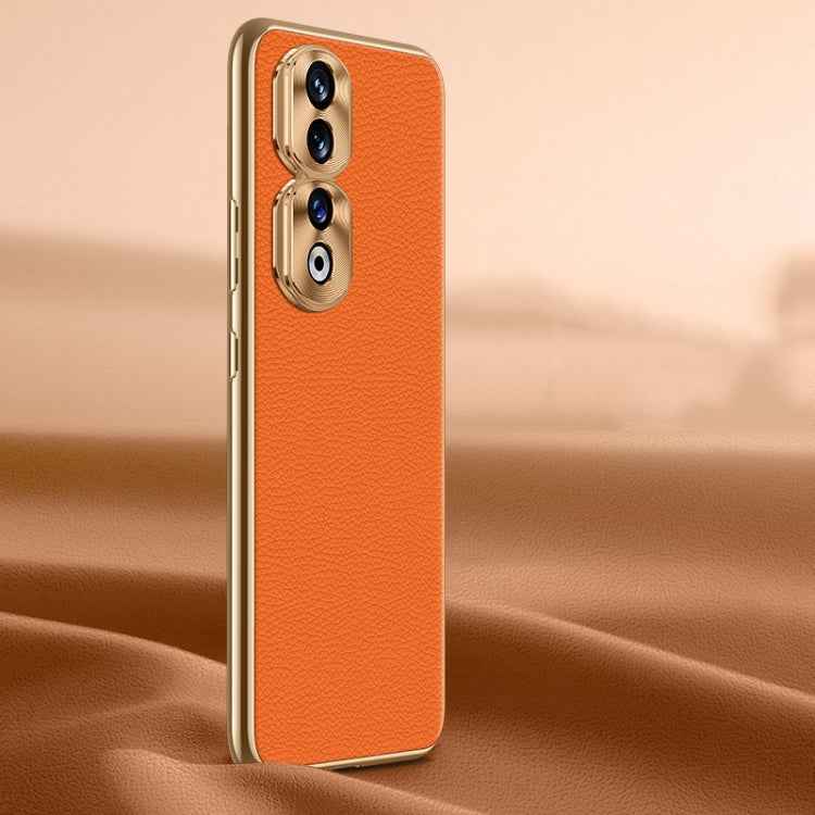Litchi Texture Genuine Leather Phone Case, For Honor 90 Pro, For Honor 90