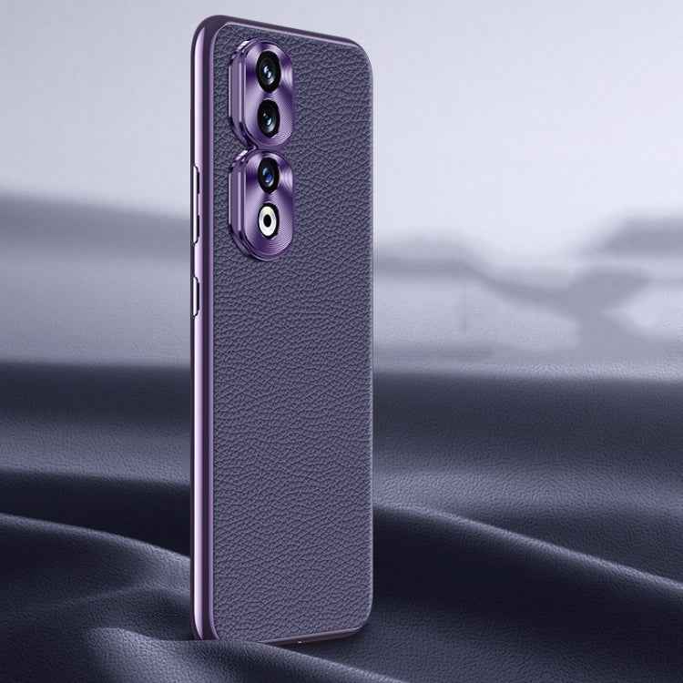 Litchi Texture Genuine Leather Phone Case, For Honor 90 Pro, For Honor 90