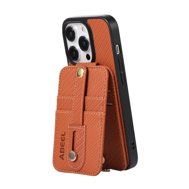 ABEEL Carbon Fiber RFID Card Holder Phone Case, For iPhone 15 Pro Max, For iPhone 14 Pro, For iPhone 14 Pro Max, For iPhone 15 Pro, For iPhone 13 Pro Max, For iPhone 13 Pro