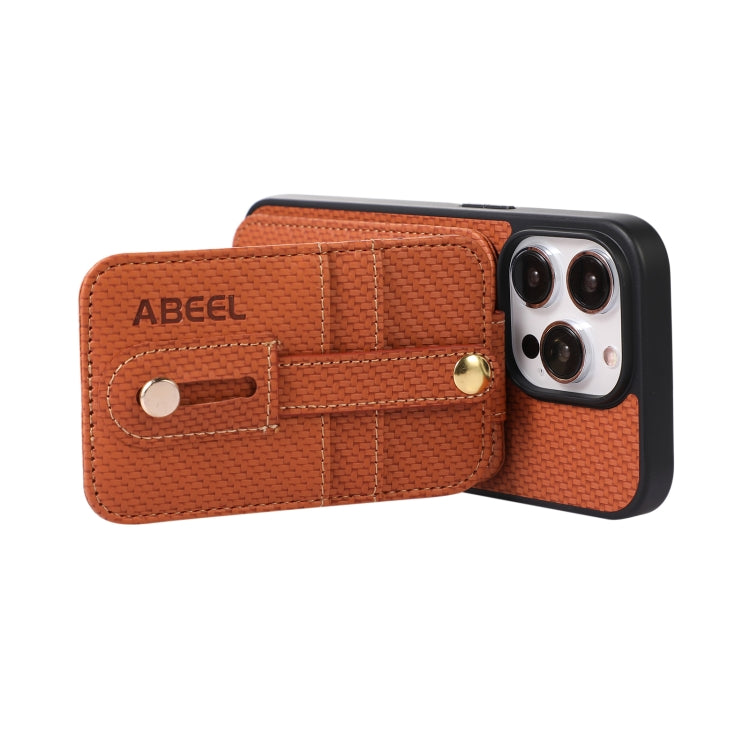 ABEEL Carbon Fiber RFID Card Holder Phone Case, For iPhone 15 Pro Max, For iPhone 14 Pro, For iPhone 14 Pro Max, For iPhone 15 Pro, For iPhone 13 Pro Max, For iPhone 13 Pro