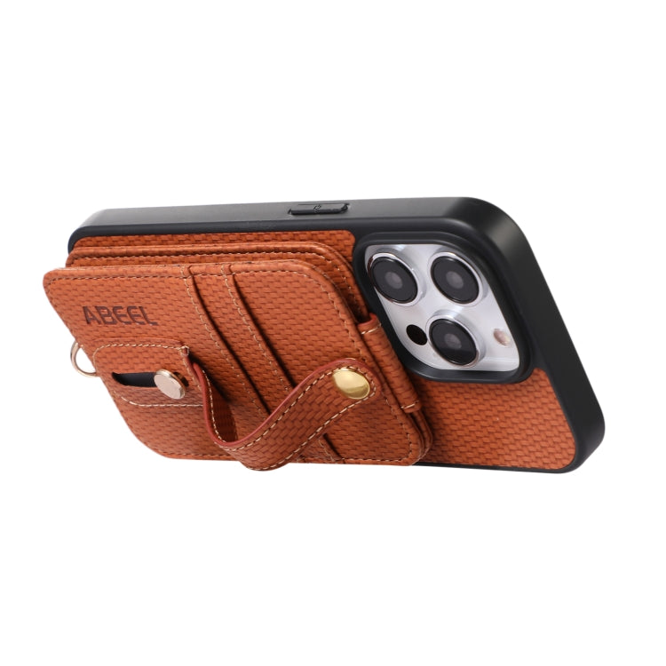 ABEEL Carbon Fiber RFID Card Holder Phone Case, For iPhone 15 Pro Max, For iPhone 14 Pro, For iPhone 14 Pro Max, For iPhone 15 Pro, For iPhone 13 Pro Max, For iPhone 13 Pro