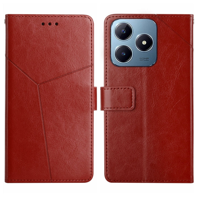 HT01 Y-shaped Pattern Flip Leather Phone Case, For Realme 14 5G Global / P3 5G Global, For Realme P3 Pro 5G Global, For Realme 14 Pro+ 5G, For Realme C75 4G, For Realme 13+ 5G Global, For Realme 13 Pro 5G / 13 Pro+ 5G, For Realme C63 4G Global/ C61    ...