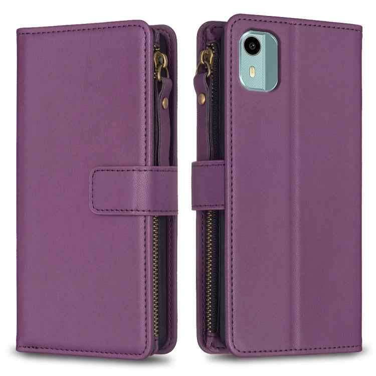 9 Card Slots Zipper Wallet Leather Flip Phone Case, For Nokia C22, For Nokia G42/G310, For Nokia C12, For Nokia G22, For Nokia C32, For Nokia G21 / G11, For Nokia C02