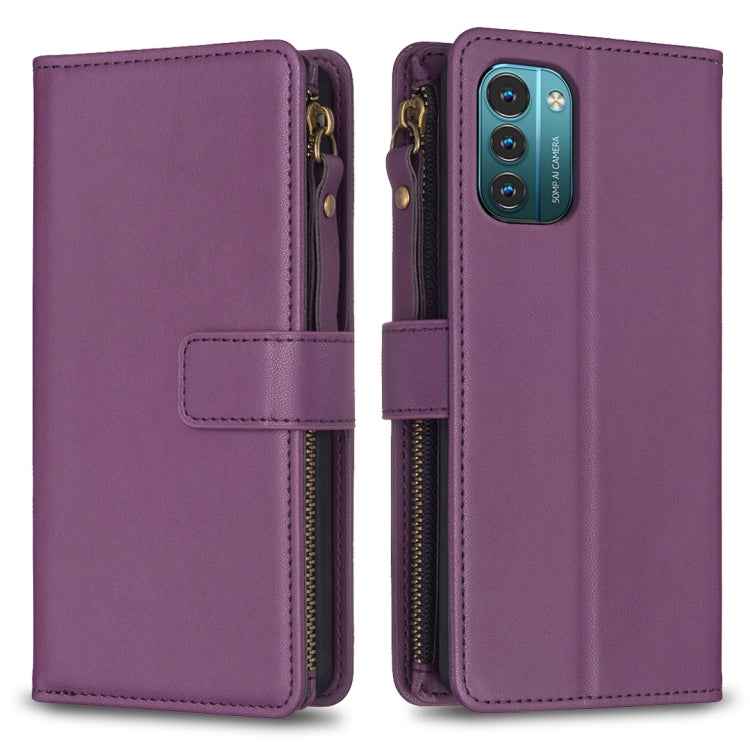 9 Card Slots Zipper Wallet Leather Flip Phone Case, For Nokia C22, For Nokia G42/G310, For Nokia C12, For Nokia G22, For Nokia C32, For Nokia G21 / G11, For Nokia C02