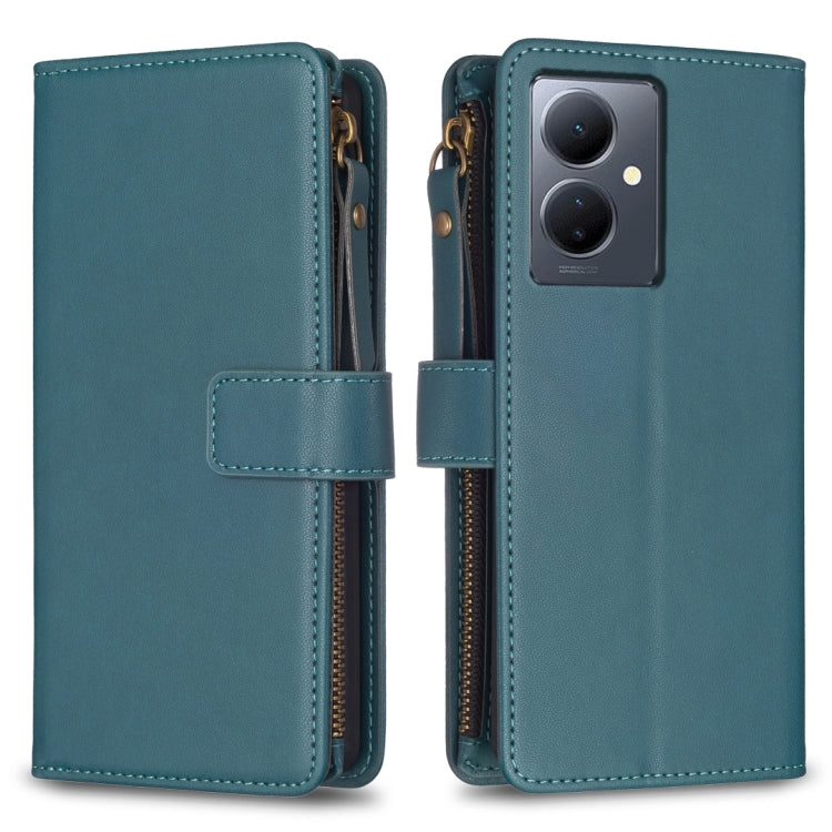 9 Card Slots Zipper Wallet Leather Flip Phone Case, For vivo Y11 / Y15 / Y12 / Y17, For vivo Y78 5G, For vivo Y35 4G / Y22s, For vivo Y21 / Y21s / Y33s, For vivo Y20, For vivo Y27 4G