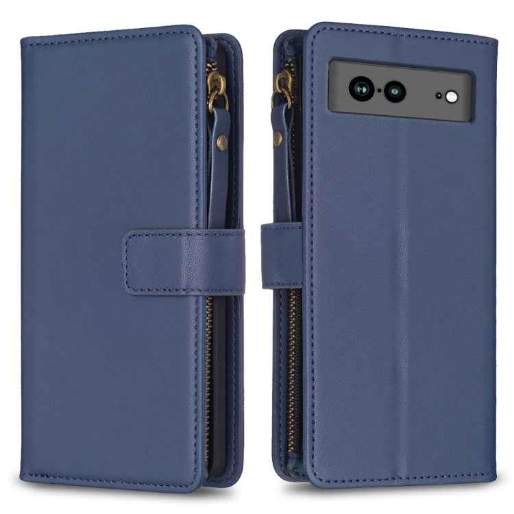 9 Card Slots Zipper Wallet Leather Flip Phone Case, For Google Pixel 8 Pro, For Google Pixel 8, For Google Pixel 7a, For Google Pixel 7 Pro, For Google Pixel 7