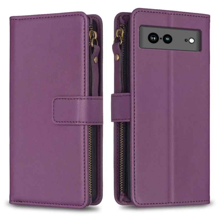 9 Card Slots Zipper Wallet Leather Flip Phone Case, For Google Pixel 8 Pro, For Google Pixel 8, For Google Pixel 7a, For Google Pixel 7 Pro, For Google Pixel 7