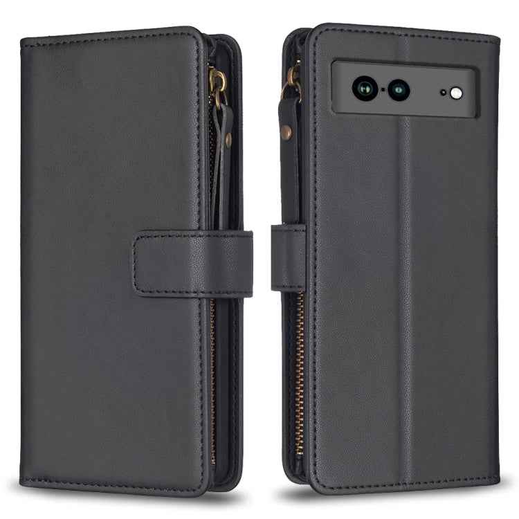 9 Card Slots Zipper Wallet Leather Flip Phone Case, For Google Pixel 8 Pro, For Google Pixel 8, For Google Pixel 7a, For Google Pixel 7 Pro, For Google Pixel 7