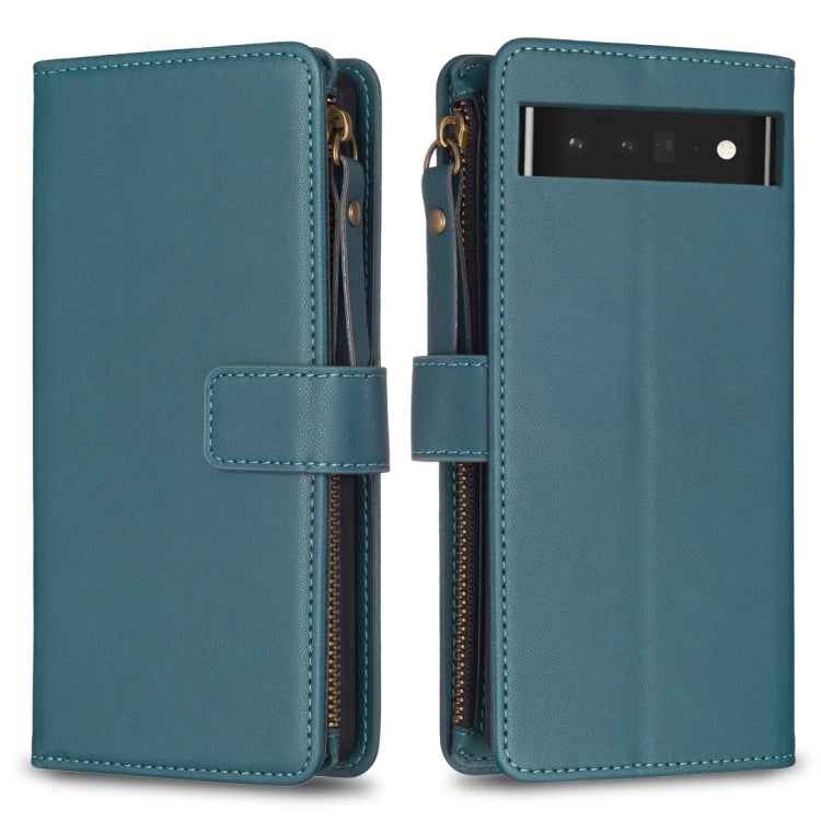 9 Card Slots Zipper Wallet Leather Flip Phone Case, For Google Pixel 8 Pro, For Google Pixel 8, For Google Pixel 7a, For Google Pixel 7 Pro, For Google Pixel 7