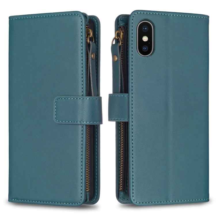 9 Card Slots Zipper Wallet Leather Flip Phone Case, For iPhone 12 Pro Max, For iPhone 11 Pro Max, For iPhone 11, For iPhone 11 Pro, For iPhone XS / X, For iPhone XR, For iPhone XS Max, For iPhone 8 Plus / 7 Plus