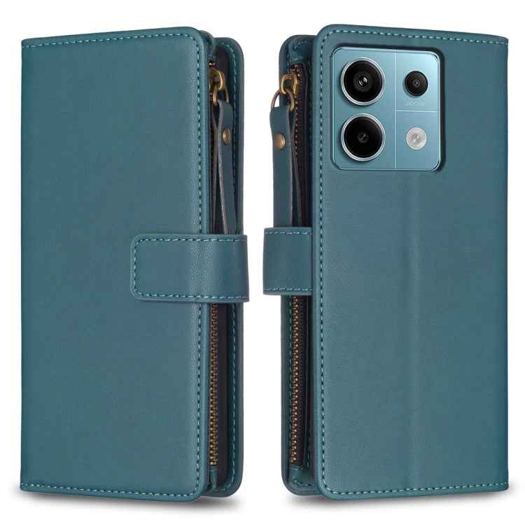 9 Card Slots Zipper Wallet Leather Flip Phone Case, For Xiaomi Redmi Note 13 Pro 4G Global, For Xiaomi Poco M6 Pro 4G, For Xiaomi Redmi Note 13 4G Global, For Xiaomi Redmi Note 13, For Xiaomi Redmi 13C, For Xiaomi Redmi Note 13 Pro+ 5G                 ...