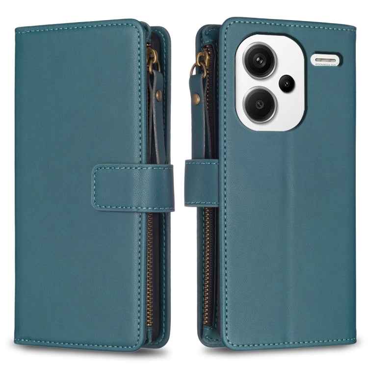 9 Card Slots Zipper Wallet Leather Flip Phone Case, For Xiaomi Redmi Note 13 Pro 4G Global, For Xiaomi Poco M6 Pro 4G, For Xiaomi Redmi Note 13 4G Global, For Xiaomi Redmi Note 13, For Xiaomi Redmi 13C, For Xiaomi Redmi Note 13 Pro+ 5G                 ...