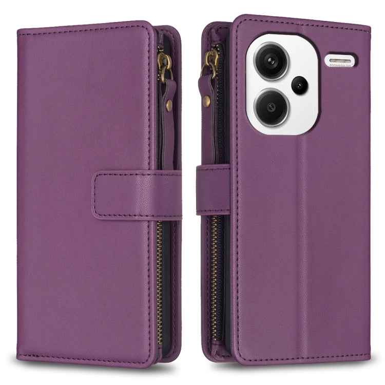 9 Card Slots Zipper Wallet Leather Flip Phone Case, For Xiaomi Redmi Note 13 Pro 4G Global, For Xiaomi Poco M6 Pro 4G, For Xiaomi Redmi Note 13 4G Global, For Xiaomi Redmi Note 13, For Xiaomi Redmi 13C, For Xiaomi Redmi Note 13 Pro+ 5G                 ...