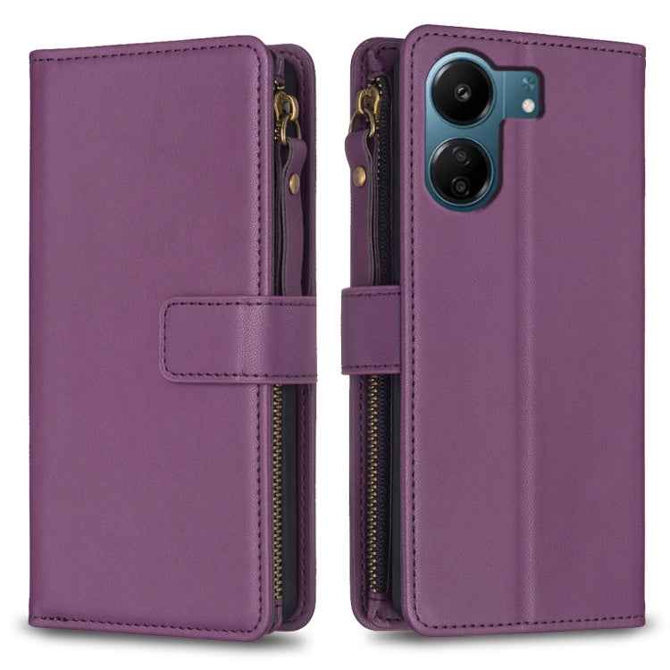 9 Card Slots Zipper Wallet Leather Flip Phone Case, For Xiaomi Redmi Note 13 Pro 4G Global, For Xiaomi Poco M6 Pro 4G, For Xiaomi Redmi Note 13 4G Global, For Xiaomi Redmi Note 13, For Xiaomi Redmi 13C, For Xiaomi Redmi Note 13 Pro+ 5G                 ...
