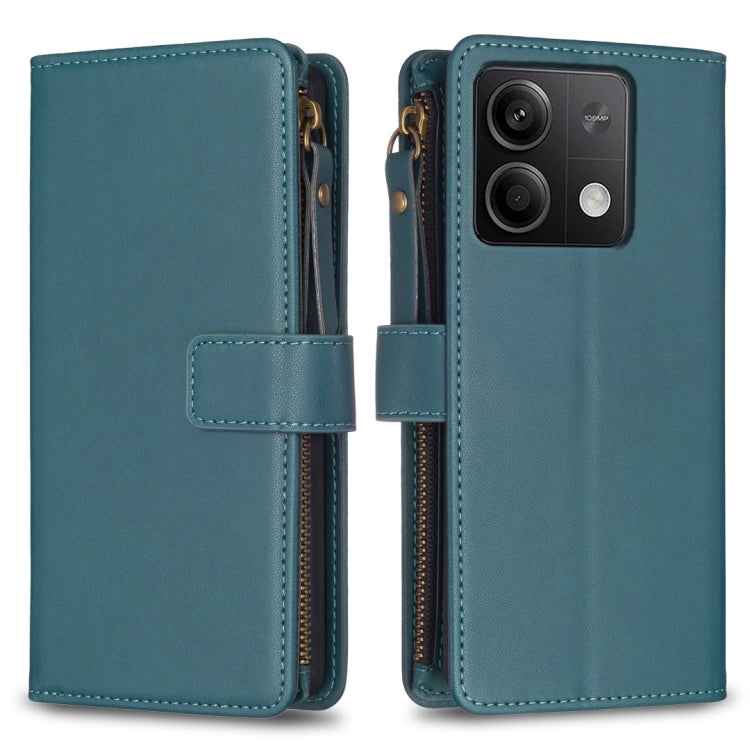 9 Card Slots Zipper Wallet Leather Flip Phone Case, For Xiaomi Redmi Note 13 Pro 4G Global, For Xiaomi Poco M6 Pro 4G, For Xiaomi Redmi Note 13 4G Global, For Xiaomi Redmi Note 13, For Xiaomi Redmi 13C, For Xiaomi Redmi Note 13 Pro+ 5G                 ...