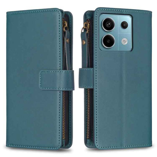 9 Card Slots Zipper Wallet Leather Flip Phone Case, For Xiaomi Redmi Note 13 Pro 4G Global, For Xiaomi Poco M6 Pro 4G, For Xiaomi Redmi Note 13 4G Global, For Xiaomi Redmi Note 13, For Xiaomi Redmi 13C, For Xiaomi Redmi Note 13 Pro+ 5G                 ...
