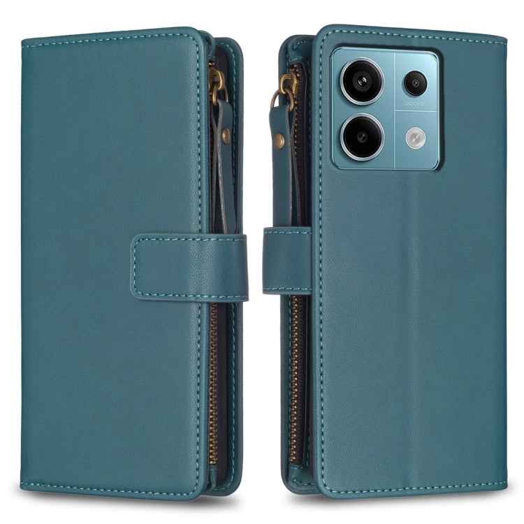 9 Card Slots Zipper Wallet Leather Flip Phone Case, For Xiaomi Redmi Note 13 Pro 4G Global, For Xiaomi Poco M6 Pro 4G, For Xiaomi Redmi Note 13 4G Global, For Xiaomi Redmi Note 13, For Xiaomi Redmi 13C, For Xiaomi Redmi Note 13 Pro+ 5G                 ...