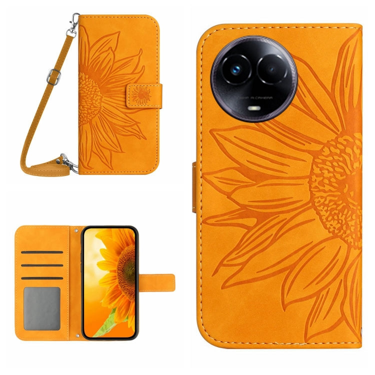 Skin Feel Sun Flower Embossed Flip Leather Phone Case with Lanyard, For Realme 12 Pro/12 Pro+ Global, For Realme C67 4G, For Realme 11 5G Global, For Realme C53