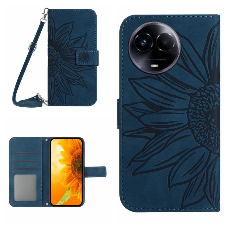 Skin Feel Sun Flower Embossed Flip Leather Phone Case with Lanyard, For Realme 12 Pro/12 Pro+ Global, For Realme C67 4G, For Realme 11 5G Global, For Realme C53