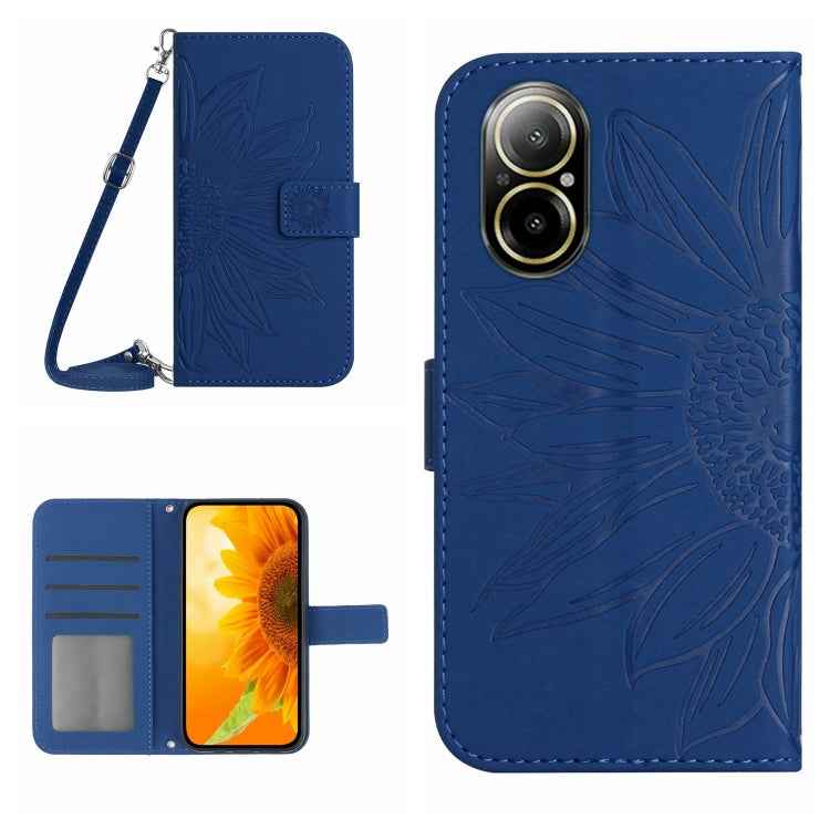 Skin Feel Sun Flower Embossed Flip Leather Phone Case with Lanyard, For Realme 12 Pro/12 Pro+ Global, For Realme C67 4G, For Realme 11 5G Global, For Realme C53